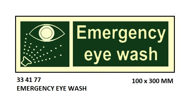 SAFETY SIGN EMERGENCY EYE WASH, 100X300MM