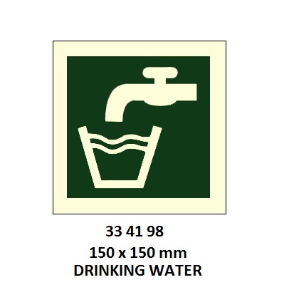 SIGN ACCOMODATION W/O TEXT, DRINK WATER SYMBOL 150X150MM