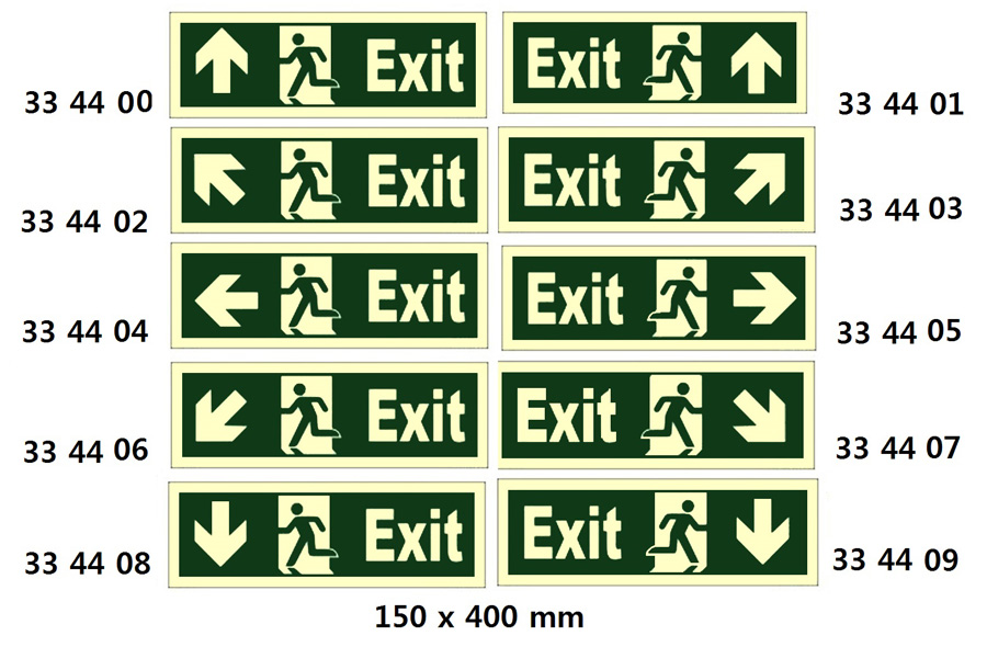DIRECTION SIGN ARROW 45DEG UP, (L)/EXIT 150X400MM