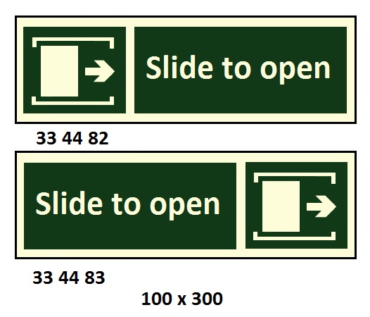 DIRECTION SIGN SLIDE TO OPEN, (R) 100X300MM