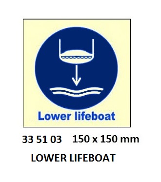 SAFETY SIGN LOWER LIFEBOAT, 150X150MM