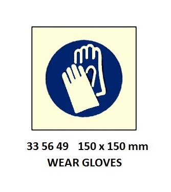 SIGN WHITE VINYL SELF ADHESIVE, #5649 150X150MM GLOVES