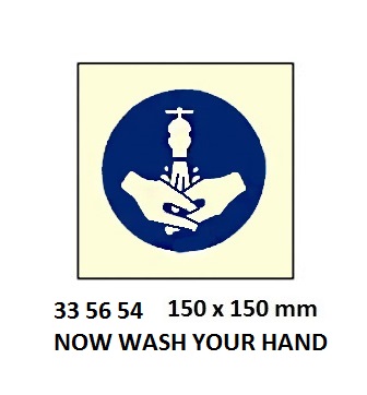 SIGN WHITE VINYL SELF ADHESIVE, #5654 150X150MM WASH HANDS