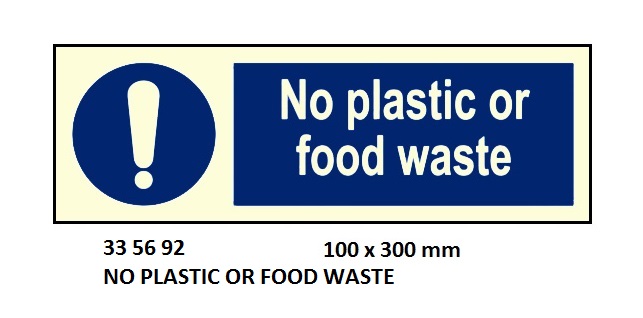 SIGN GALLEY NO PLASTIC OR FOOD, WASTE 5692FK 75X200MM