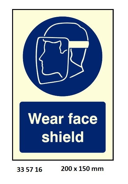 SIGN WHITE VINYL SELF ADHESIVE, 5716 200X150MM WEAR FACESHIELD