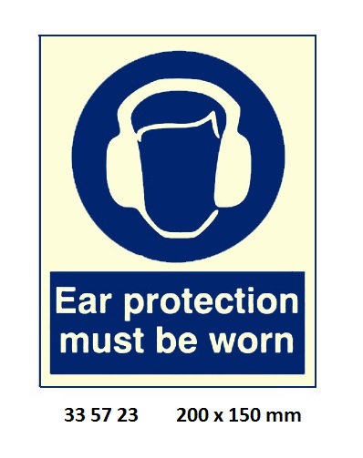 SIGN WHITE VINYL SELF ADHESIVE, 5723 200X150MM EAR PROTEC MUST