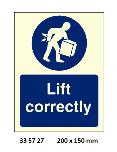 SIGN WHITE VINYL SELF ADHESIVE, #5727 200X150MM LIFT CORRECTLY