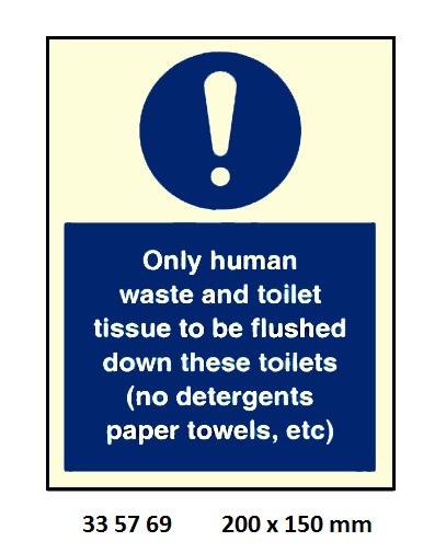 SIGN ACCOMMODATION ONLY HUMAN, WASTE&TOILET 5769KJ 200X150MM