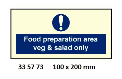 SIGN GALLEY FOOD PREPARATION, AREA VEG&SALAD 5773 100X200MM