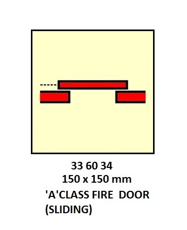 FIRE CNTRL SIGN `A`CLASS FIRE, DOOR(SLIDING) 150X150MM