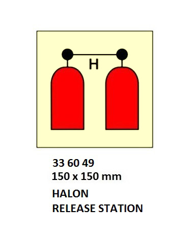 FIRE CONTROL SIGN HALON, RELEASE STATION 150X150MM