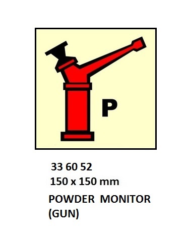 FIRE CONTROL SIGN POWDER, MONITOR(GUN) 150X150MM