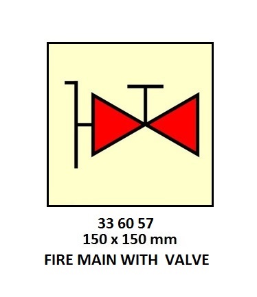 FIRE CONTROL SIGN FIRE MAIN W/, VALVE 150X150MM