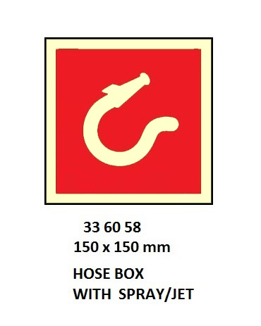 FIRE CONTROL SIGN HOSE BOX W/, SPRAY/JET 150X150MM