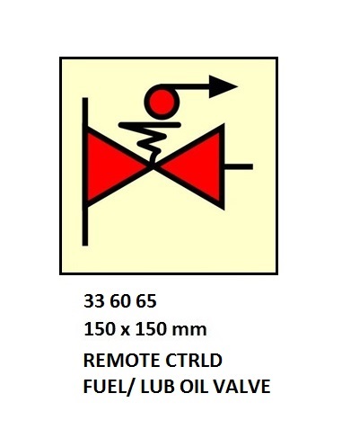 FIRE CONTROL SIGN REMOTE CTRLD, FUEL/LUB OIL VALVE 150X150MM