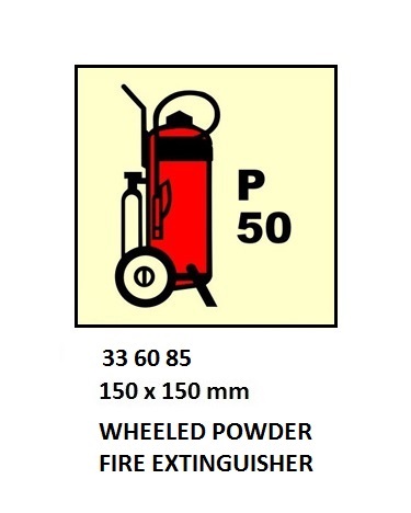 FIRE CONTROL SIGN WHEELED PWDR, FIRE EXTINGUISHER 150X150MM