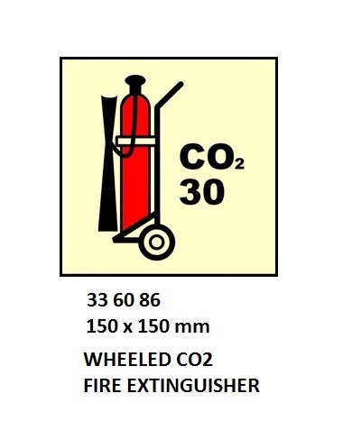 FIRE CONTROL SIGN WHEELED CO2, FIRE EXTINGUISHER 150X150MM