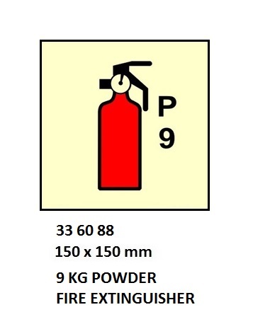 FIRE EQUIPMENT SIGN 9KG, POWDER EXTINGUISHER 150X150MM