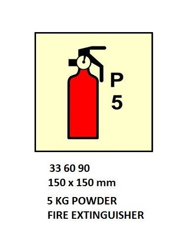 FIRE EQUIPMENT SIGN 5KG, POWDER EXTINGUISHER 150X150MM