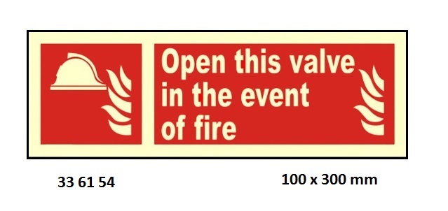 FIRE EQUIPMENT SIGN (RED), OPEN THIS VALVE 100X300MM