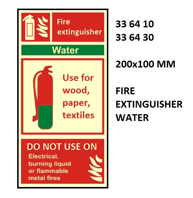 FIRE EQUIPMENT SIGN WATER, FIRE EXTINGUISHER 200X100MM