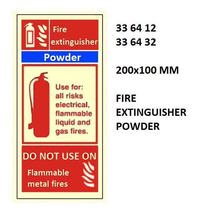 FIRE EQUIPMENT SIGN POWDER, FIRE EXTINGUISHER 200X100MM
