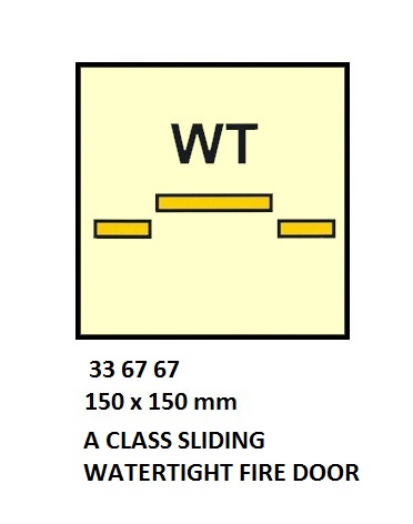FIRE CONTROL SYMBOL ISO 17631, A W/T SLIDE FIREDOOR 150X150MM