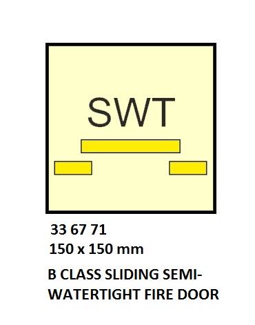 FIRE CONTROL SYMBOL ISO 17631, B S-W/T SLIDE F-DOOR 150X150MM