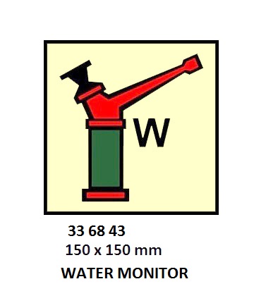 FIRE CONTROL SYMBOL ISO 17631, WATER MONITOR 150X150MM