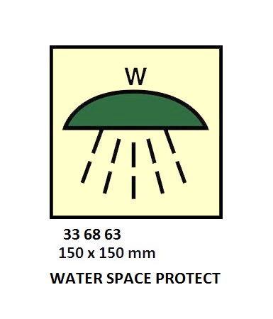 FIRE CONTROL SYMBOL ISO 17631, SPACE PROTECTD BY WATER EXTING