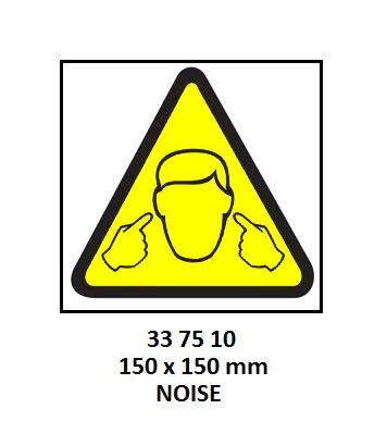 SIGN WHITE VINYL SELF ADHESIVE, #7510 150X150MM CAUTION NOISE