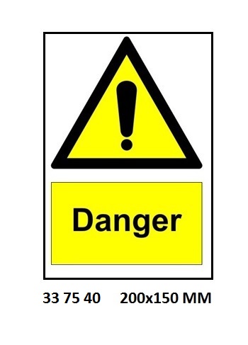 SIGN WHITE VINYL SELF ADHESIVE, HAZARD DANGER #7540 200X150MM