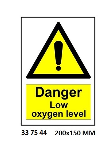 SIGN WHITE VINYL SELF ADHESIVE, #7544 200X150MM DANGER LOW OX