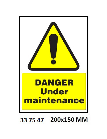 SIGN WHITE VINYL SELF ADHESIVE, 7547 200X150MM DANGER UNDER MA