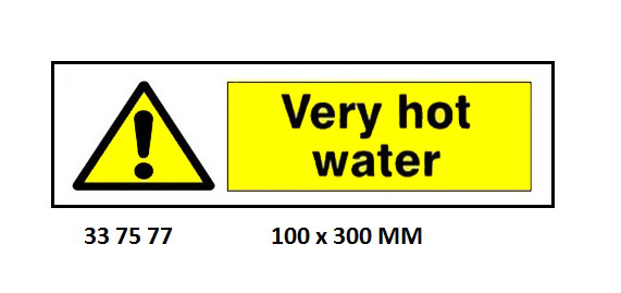 SIGN GALLEY VERY HOT WATER, 7577GM 100X300MM VERYHOT WATER