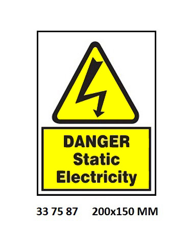 SIGN WHITE VINYL SELF ADHESIVE, #7587 200X150MM DANGER STATIC