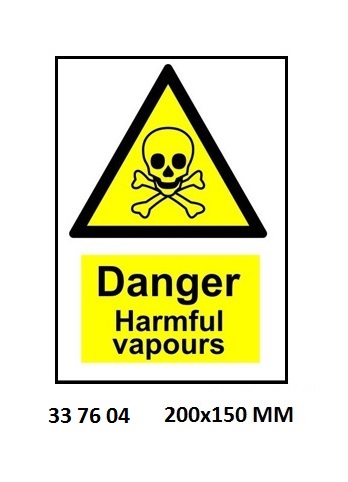 SIGN WHITE VINYL SELF ADHESIVE, 7604 200X150MM DANGER HARM VAP