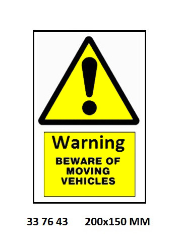 SIGN VINYL SELF ADHESIVE #7643, 200X150MM WARNING BEWARE OF