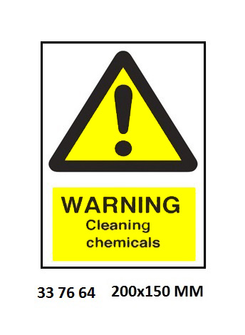 SIGN VINYL SELF ADHESIVE #7664, 200X150MM WARNING CLEAN CHEM