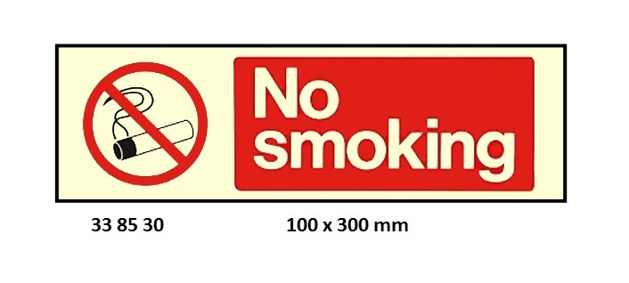 SIGN WHITE VINYL SELF ADHESIVE, PROHIBITION #8530 100X300MM