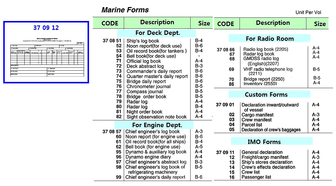 FREIGHT/CARGO MANIFEST, (IMO FORM)