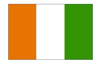 FLAG NATIONAL 2`X 3` BUNTING, REPUBLIC OF COTE D`IVOIRE