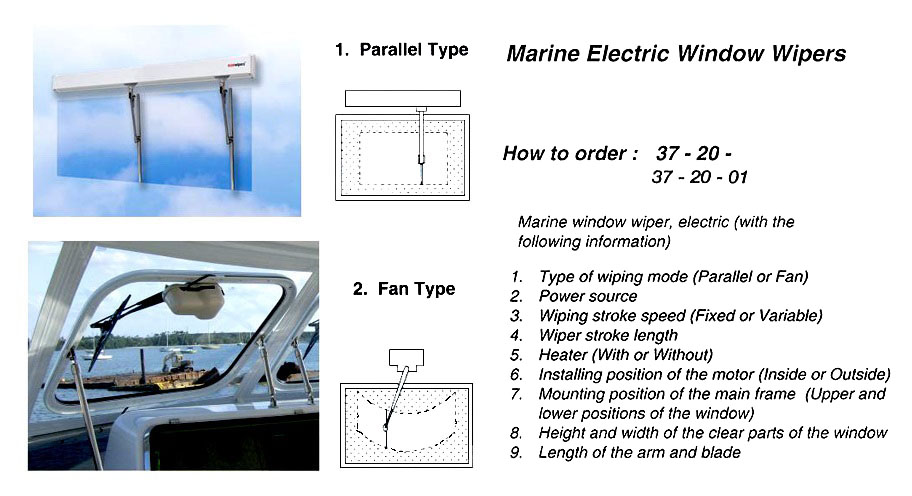 WIPER MARINE WINDOW ELECTRIC, WITH FURTHER DETAIL