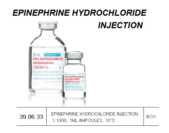 EPINEPHRINE HYDROCHLORIDE INJ., 1:1000 1ML AMPOULES 10`S