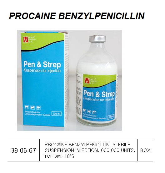 PROCAINE B.PENIC.STERILE SUSP., INJ.600,000UNT/ML 1ML V.10`S