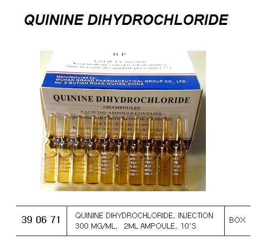 QUININE DIHYDROCHLORIDE INJEC., 300MG/ML 2ML AMPOULES 10`S