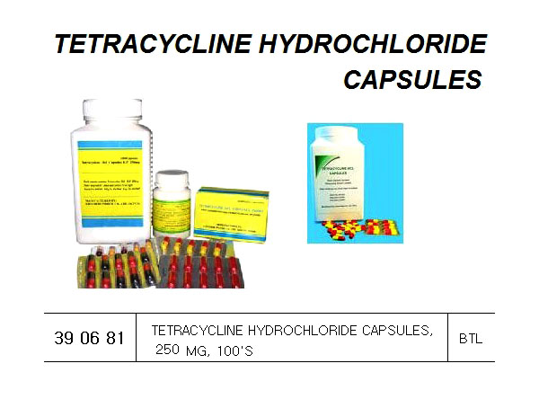TETRACYCLINE HYDROCHLORIDE, CAPSULES 250MG 100`S