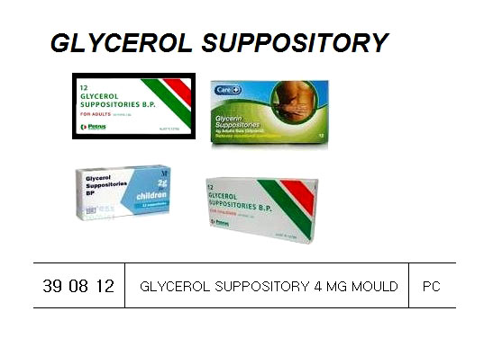 GLYCEROL SUPPOSITORY 4MG MOULD, FOR U.K. SHIPS