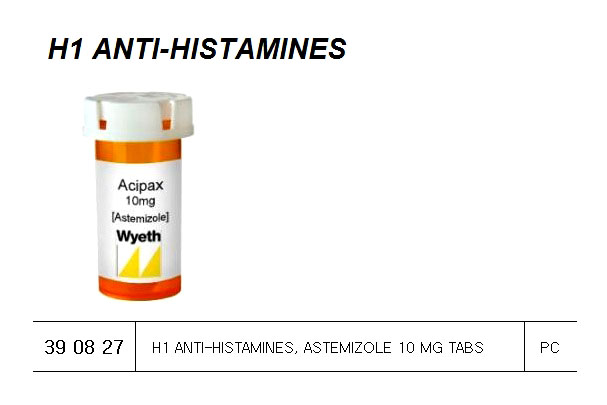 ASTEMIZOLE 10MG TABLET, FOR U.K. SHIPS