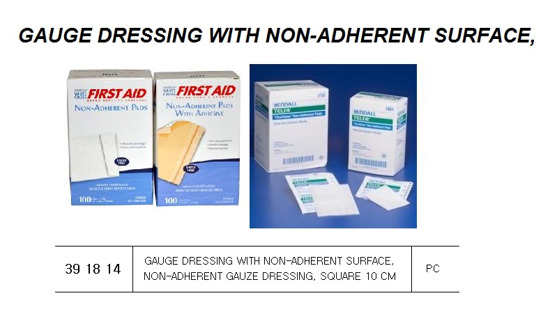 GAUZE DRESSING W/NON-ADHERENT, SURFACE 10 CM